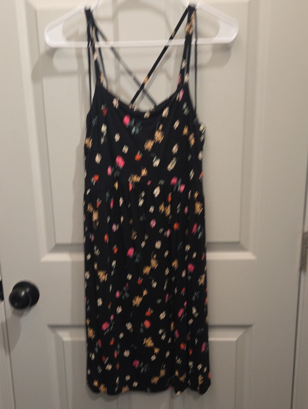 Old Navy Black Floral Strappy Midi Dress With Pockets